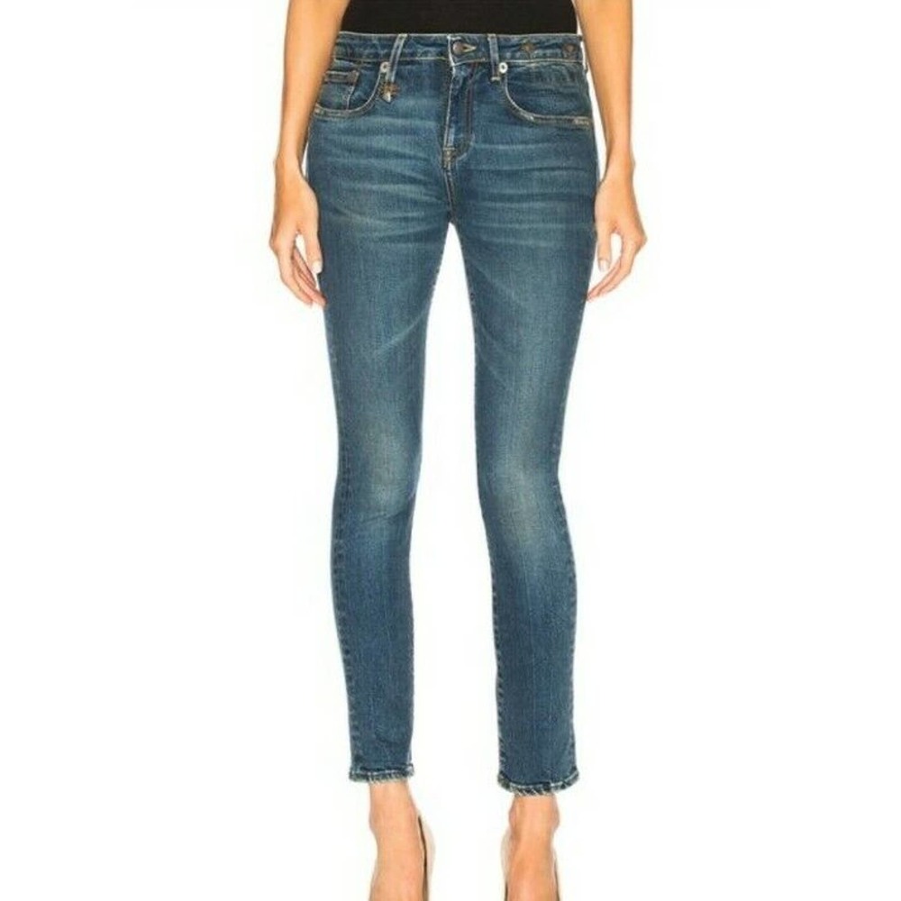 R13 Women's Blue Alyson Skinny Jeans In Kinsley Stretch Size 26 Made In Italy (F